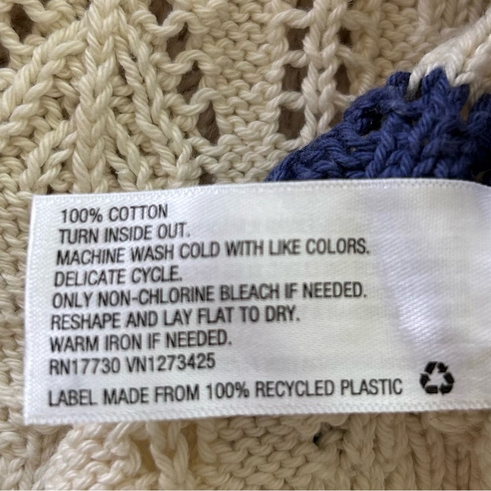 Universal Thread Crochet Navy Cream‎ Collared Sweater Size Small - Picture 7 of 8